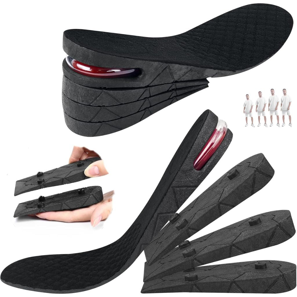 Semelles Rehaussantes Réglables Unisexe 4 Couches – Augmentez Votre Taille en Tout Confort