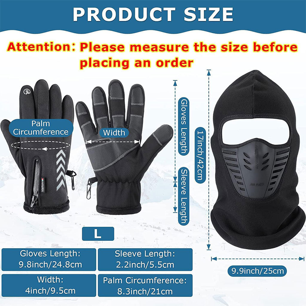 Pack Cagoule d’Hiver Excefore avec Gants Thermiques pour Écran Tactile